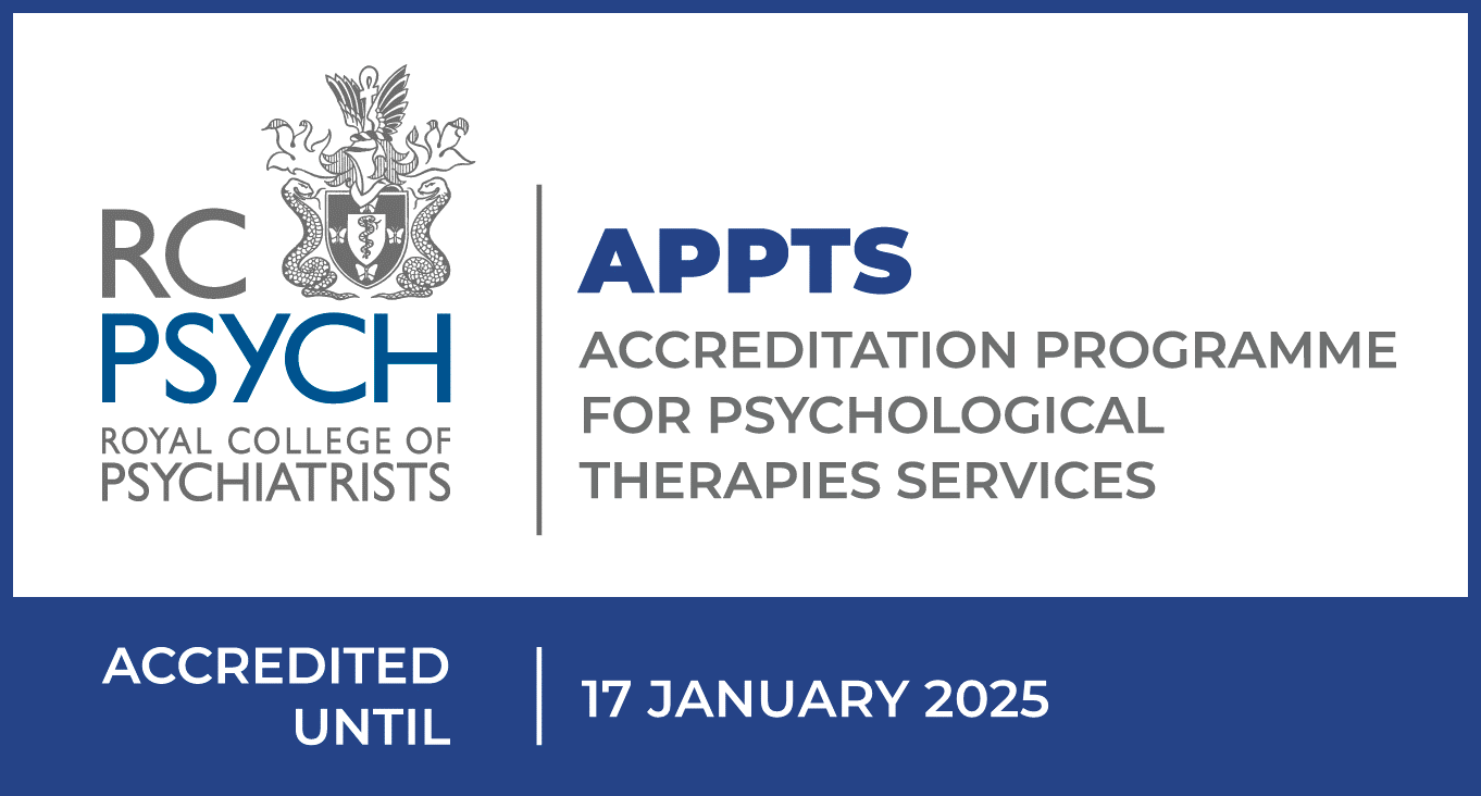 Royal College of Psychiatrists - APPTS Accredited until 17 January 2025.